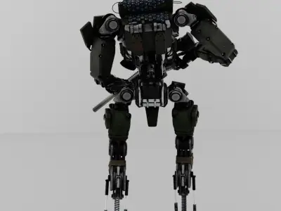 military humanoid robot Low-poly 3D model