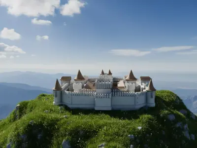 Grand Medieval Mountain Castle 3D Model Low-poly 3D model