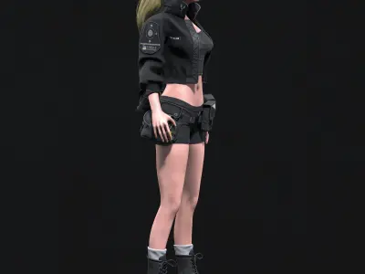 Combat Girl 1 - Game Ready  Low-poly 3D model