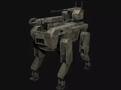 Military robot dog Low-poly 3D model