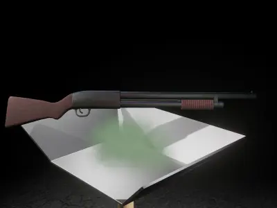 Ithaca Model 37 Pump Auto Shotgun Low-poly 3D model