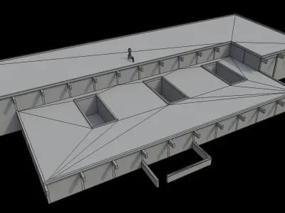 Firestation building Low-poly 3D model