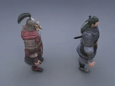 Ancient Asians people Low-poly 3D model