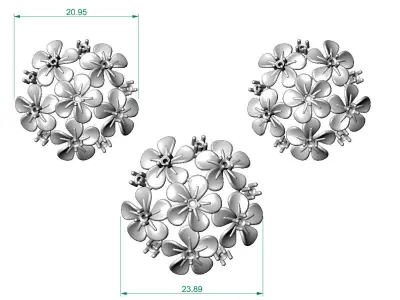flower pendant set locket set  3D print model