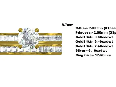 Antique Solitaire Bridal Engagement Ring with Band 3D print model