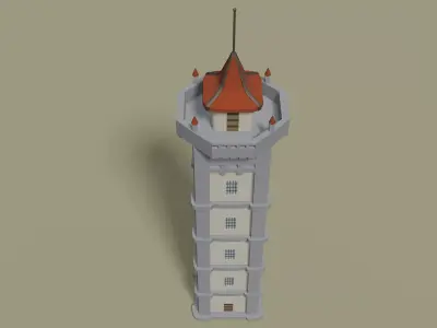 Stylized Medieval Tower Low-poly 3D model