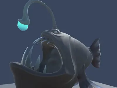 Stylized Anglerfish Statue Low-poly 3D model