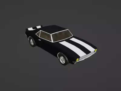 Low Poly Chevrolet Camaro Game Ready Stylized Car Free low-poly 3D model