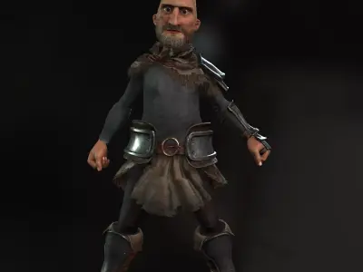 Viking Bold Dwarf Warrior Character Animated 3D model