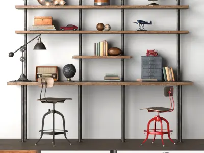 Industrial Pipe Double Desk 3D model