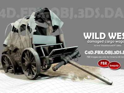 Wild West Damaged Wagon 3D model