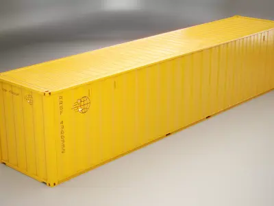 Intermodal Shipping Container 40-foot-long Yellow Low-poly 3D model