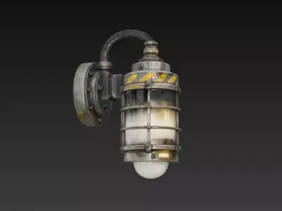 Industrial Wall Lamp - Sci-Fi Steampunk Light PBR Game Ready Low-poly 3D model