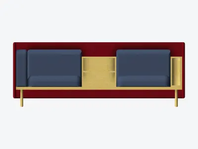 Sofa - Contemporary - Flame - Medium - Central Shelf Low-poly 3D model purchase