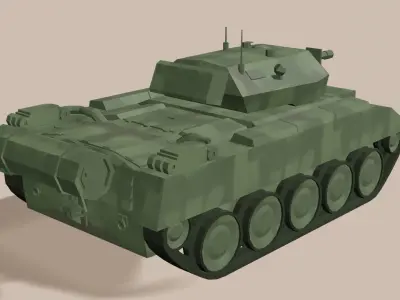 Tank inspired in British Crusader Tank Low-poly 3D model