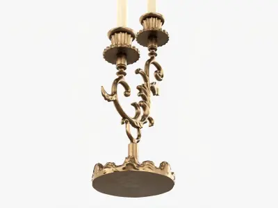 Candlestick with candles antique 01 3D model