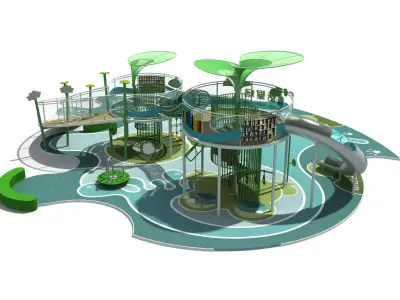 Kids outdoor commercial play structure 3D model 3D model 13
