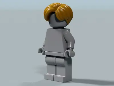 Leon RE4 Remake Style Layered Hair LEGO Minifigure 3D Hair Piece 3D model