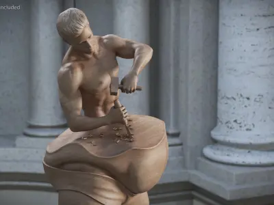 Self Made Man Sculpture Wooden 3D model
