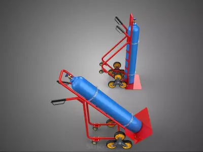 GAS CYLINDER BOTTLE TROLLEY CART CARRIER STAIR CLIMBING 6 WHEELS 3D model