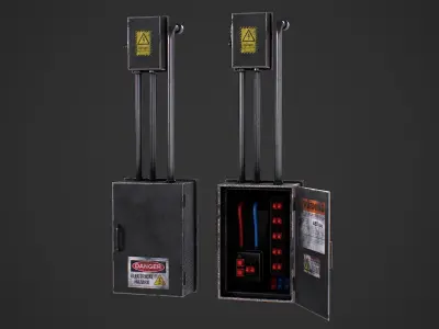 Main Power Switch Box PBR Game Ready Low-poly 3D model Low-poly 3D model
