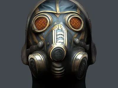 Gas mask helmet 3d model military combat Low-poly  Low-poly 3D model