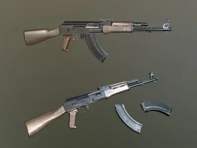 AK 47 Rifle Low-poly 3D model