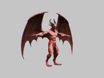 3D Model of Satan with Wings and Horns Low-poly 3D model