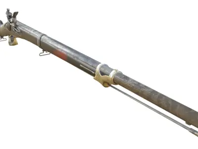 French Cavalry Flintlock Carbine Low-poly 3D model