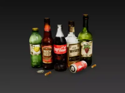 Dirty Glass Bottle Collection - Trash - Recycling PBR Low Poly Low-poly 3D model