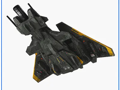 Low Poly SciFi Fighter S4 Low-poly 3D model