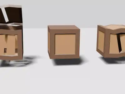 Cracked Wooden Crate Low Poly Game Ready Low-poly 3D model purchase