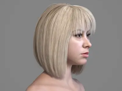 Realistic Medium Straight Blonde Hair 3D model