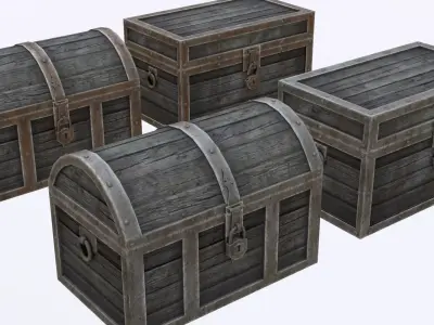 Low Poly Antique Chests With PBR Materials and 2 Skins Low-poly 3D model
