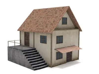 Medieval House Low-poly 3D model 19