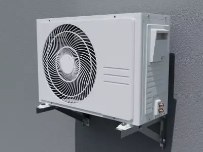 Modern Air Conditioner Outdoor Unit with Wall Bracket 3D model