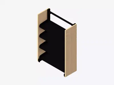 Shelving - Library - Integral - Metal - Single Sided Low-poly 3D model