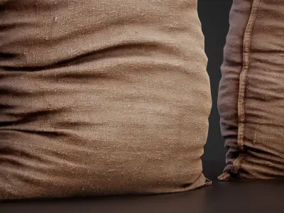 Realistic old burlap bag 04 photo scan Low-poly 3D model