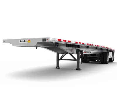 Kenworth W900 With the Flatbed Trailer 3D model