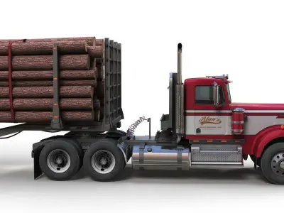 Kenworth W900A log truck Low-poly 3D model
