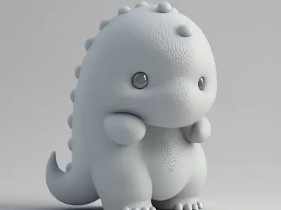 Cute Pink Dino 3D Model LowPoly Soft Texture Chibi Design Low-poly 3D model
