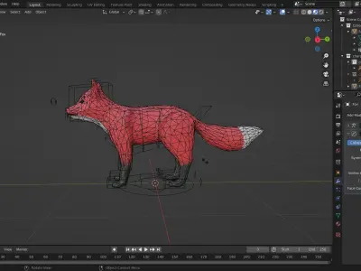 Redolf Fox 3D cartoon Rigged Model Low-poly 3D model