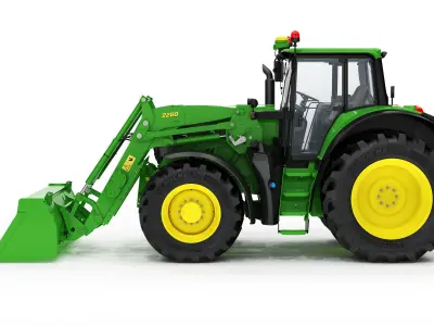 Tractor John Deere 6195M Utility with Loader 3D model