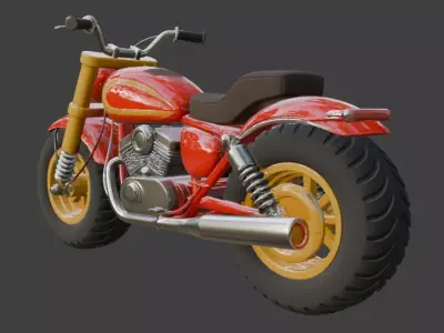 Cartoon Red Chopper Motorcycle 3D Model 3D model by im3dking