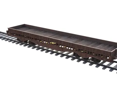 Flatbed RailCar  Low-poly 3D model