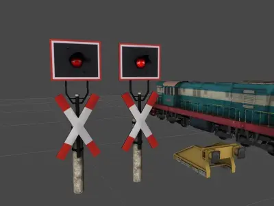 Train collection Low-poly 3D model
