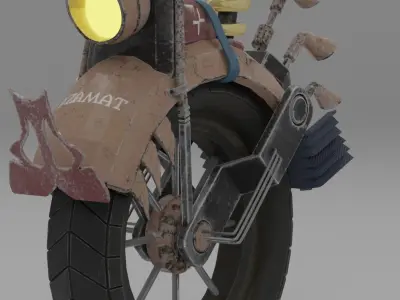 motorcycle with lights and wheels 3D model