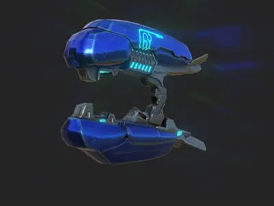 PlasmaRifle futuristic weapon with lights Low-poly 3D model
