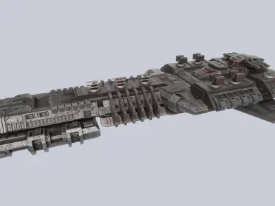 Spaceship Low-poly 3D model 10