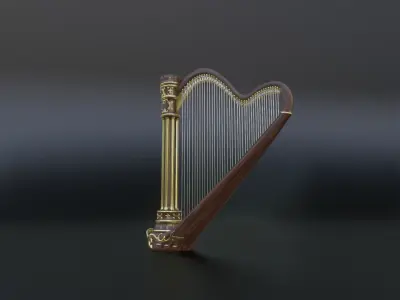 Gold Grand Harp 3D model